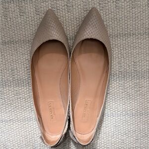 Aquazzura Neutral Taupe Textured Pointed-Toe Flats